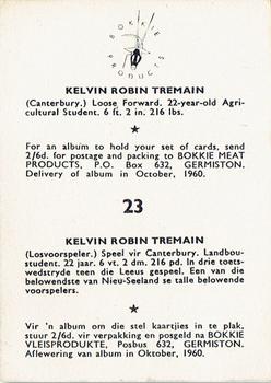 1960 Bokkie Meat Products New Zealand and South African Players #23 Kelvin Robin Tremain Back